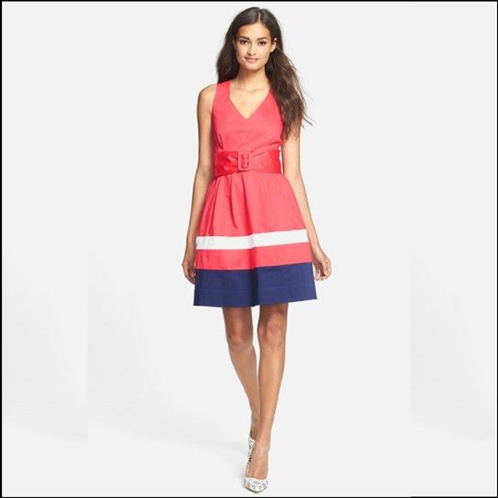 NWT Kate Spade ♠️ Sawyer Sleeveless V-Neck Pleated Fit & Flare Dress, Pink, 12 - Picture 3 of 14